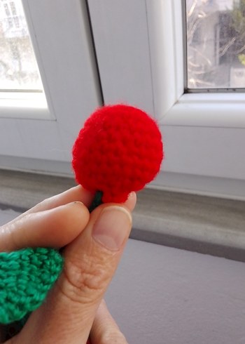 Renkli Örgü Kiraz Anahtarlık - Görsel 3