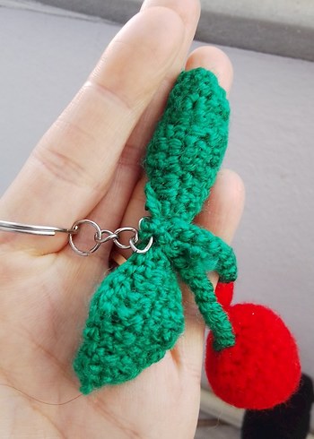 Renkli Örgü Kiraz Anahtarlık - Görsel 4