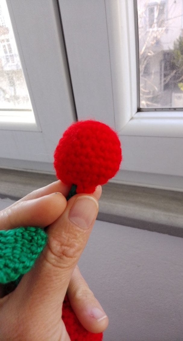 Renkli Örgü Kiraz Anahtarlık - Görsel 3