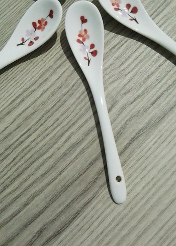 Çiçek Desenli Seramik Kaşık Seti - Görsel 3