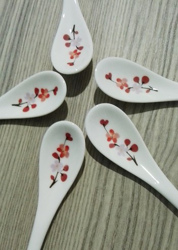 Çiçek Desenli Seramik Kaşık Seti - Görsel 2