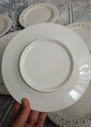 Beyaz Desenli Seramik Tabak Seti - Görsel 5