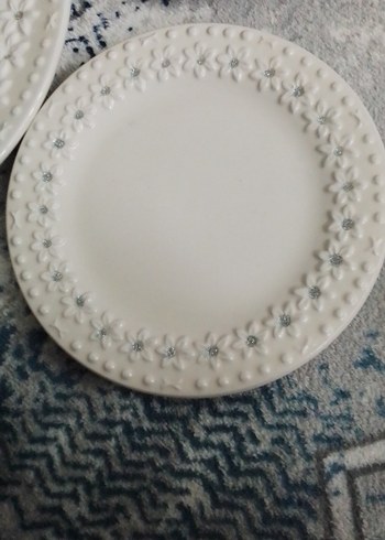 Beyaz Desenli Seramik Tabak Seti - Görsel 3