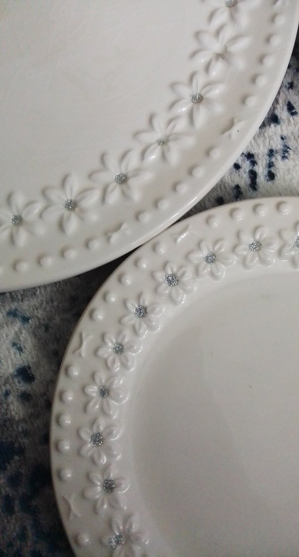 Beyaz Desenli Seramik Tabak Seti - Görsel 4