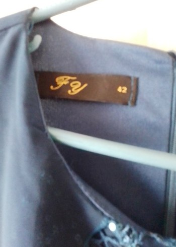 Uzun Kollu Nakışlı Lacivert Kadın Elbise - Görsel 5