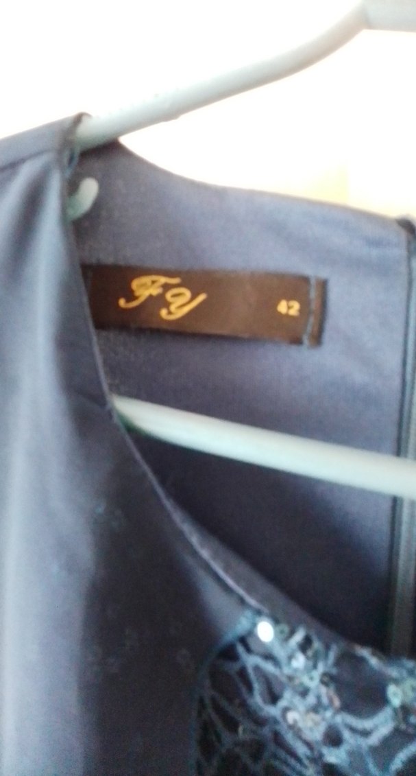 Uzun Kollu Nakışlı Lacivert Kadın Elbise - Görsel 5