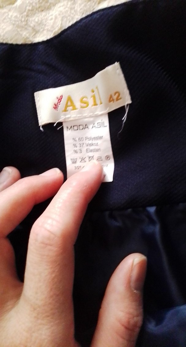 Lacivert uzun Dökümlü Kadın Etek - Görsel 3