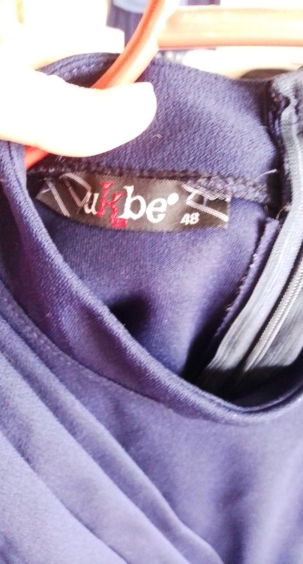 Uzun Kollu Koyu Mavi Drapeli Kadın Elbise - Görsel 4