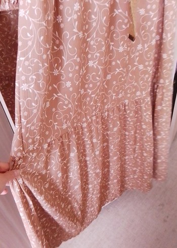 Bej Desenli Uzun Bohem Elbise - Görsel 5