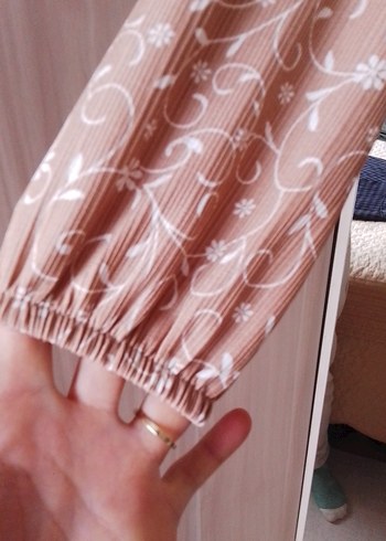 Bej Desenli Uzun Bohem Elbise - Görsel 2