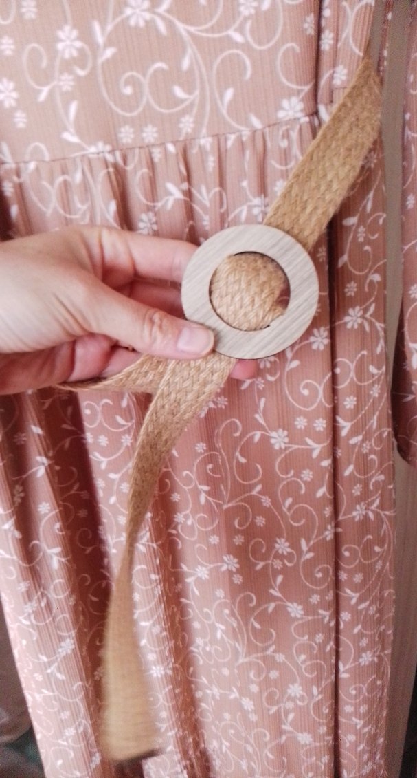 Bej Desenli Uzun Bohem Elbise - Görsel 3