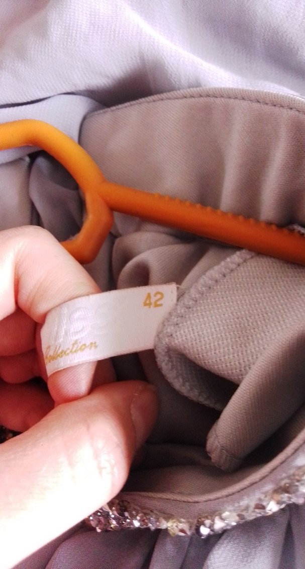 gri Uzun Keten Elbise, Dökümlü, Yüksek Yaka - Görsel 5