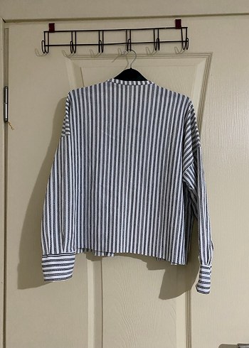 Gri Çizgili Katlı Keten Gömlek - Görsel 4