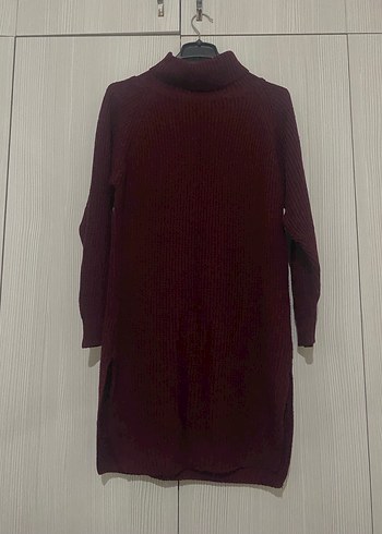 Bordo Yünlü Boğazlı Kadın Kazak - Görsel 3