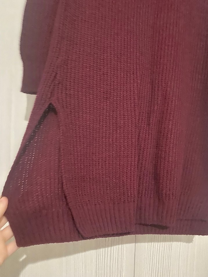 Bordo Yünlü Boğazlı Kadın Kazak - Görsel 4