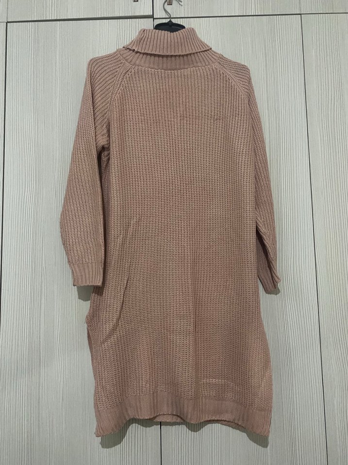 Tos Pembe Uzun Kollu Boğazlı Triko Kadın Kazak - Görsel 3