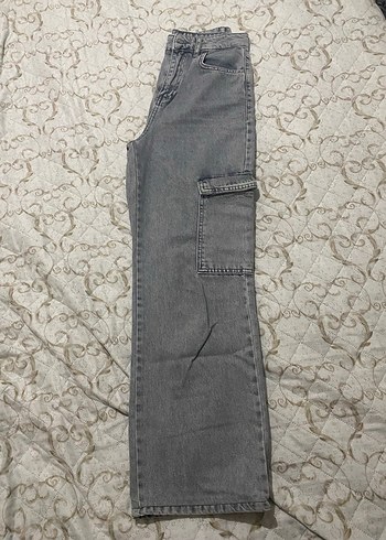 Gri Loose Fit Kadın Denim Pantolon - Görsel 2