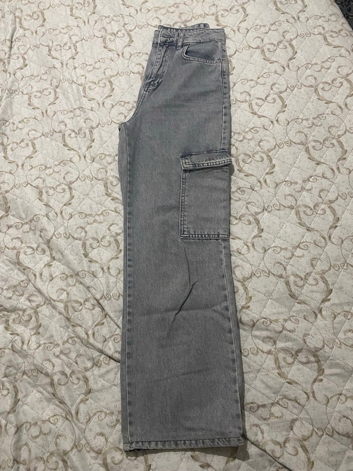 Gri Loose Fit Kadın Denim Pantolon - Görsel 2