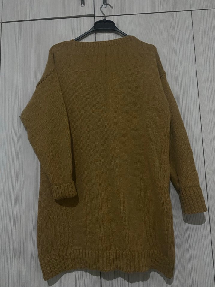 Kadın Hardal Sarısı Örgü Midi Hırka - Görsel 3