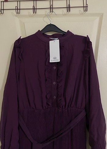 Mor Uzun Pilili Elbise - Görsel 3