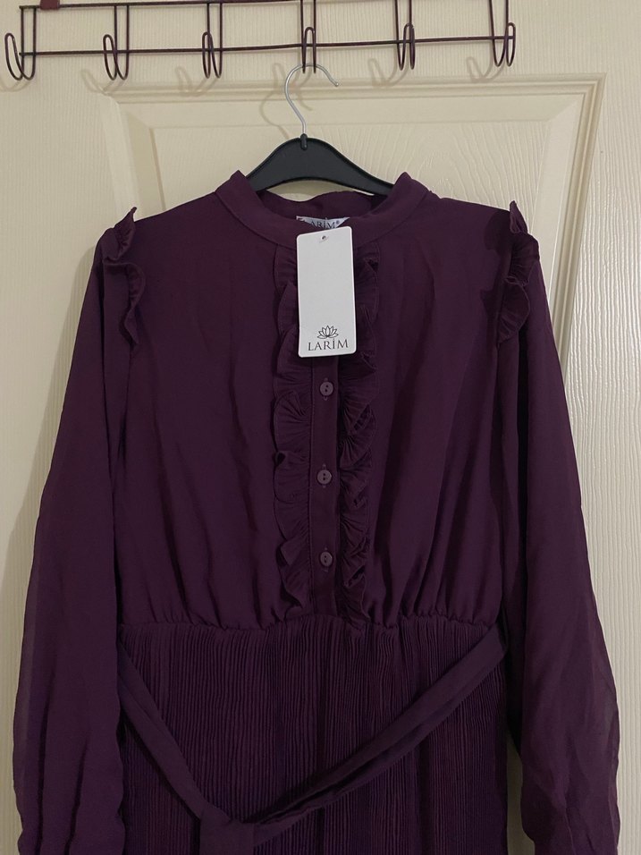 Mor Uzun Pilili Elbise - Görsel 3