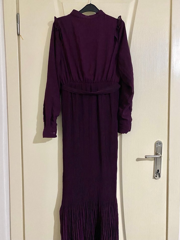 Mor Uzun Pilili Elbise - Görsel 4