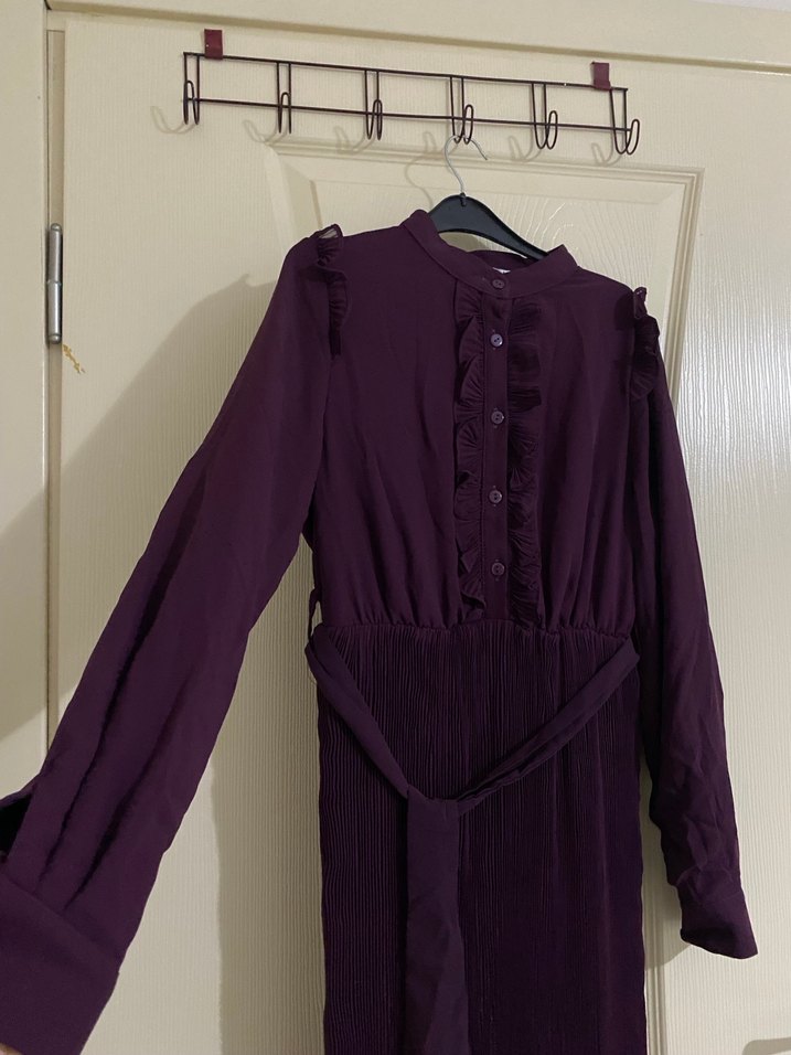 Mor Uzun Pilili Elbise - Görsel 2