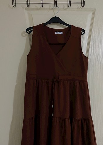 Kadın Kahverengi Keten Uzun Bohem Jile - Görsel 2