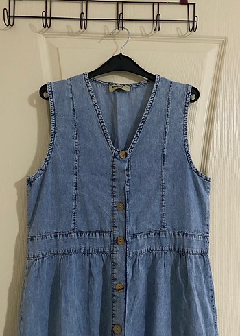 Düğmeli Uzun Kot Jile V Yaka - Görsel 2