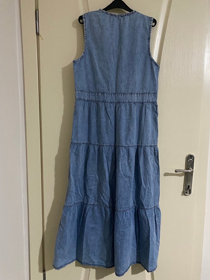 Düğmeli Uzun Kot Jile V Yaka - Görsel 3