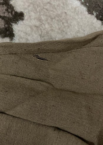 Bej Kemerli Uzun Kadın Keten Takım - Görsel 4