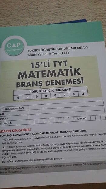  Beden Renk TYT MATEMATİK ÇAP YAY. 15Lİ