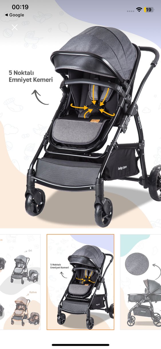Gri Bebek Arabası ve Oto Koltuğu Seti - Görsel 2