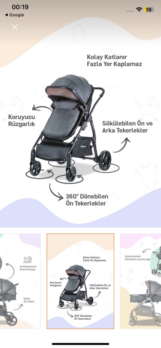Gri Bebek Arabası ve Oto Koltuğu Seti - Görsel 4