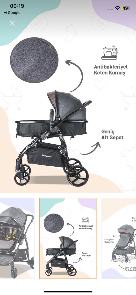 Gri Bebek Arabası ve Oto Koltuğu Seti - Görsel 3