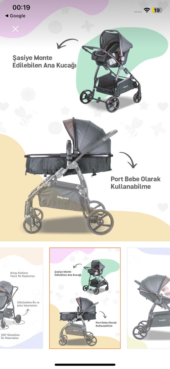 Gri Bebek Arabası ve Oto Koltuğu Seti - Görsel 5