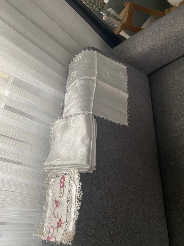 Nakışlı gri sunum peçete - Görsel 2