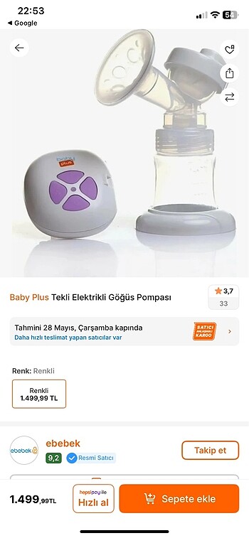 Elektrikli göğüs pompası