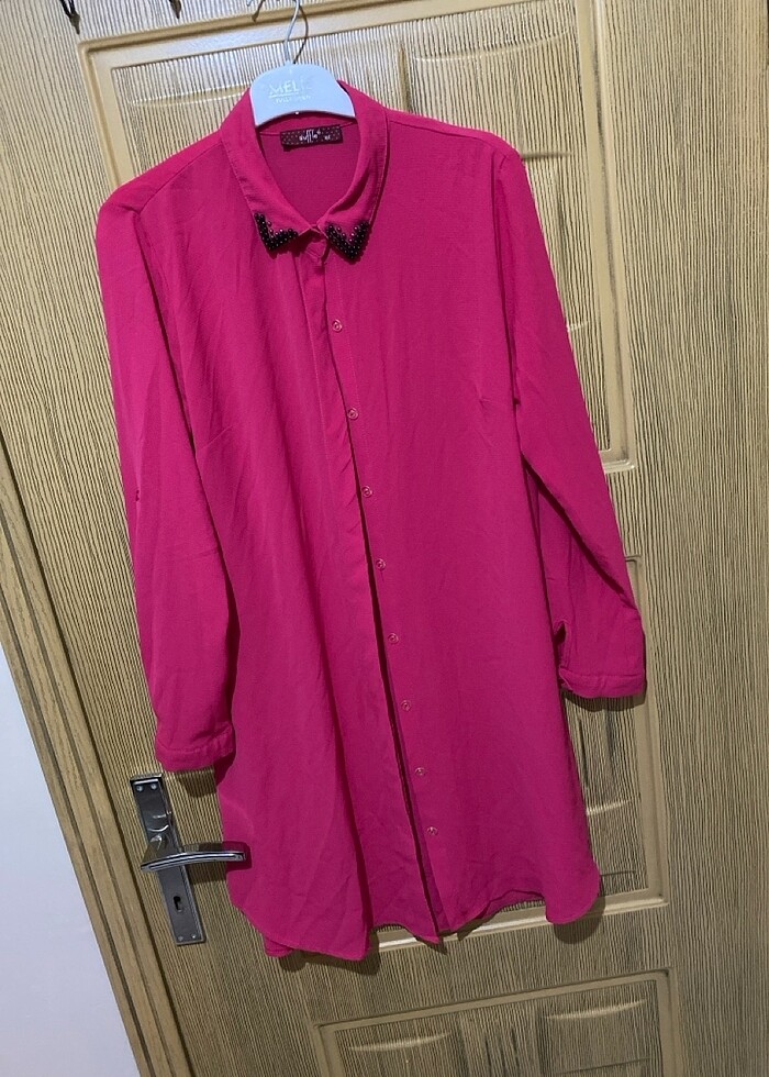 Pembe boncuklu tunik - Görsel 4