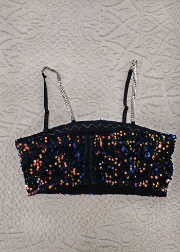 Voyeur Marka Payetli Taş Askılı Mini Büstiyer - Görsel 7