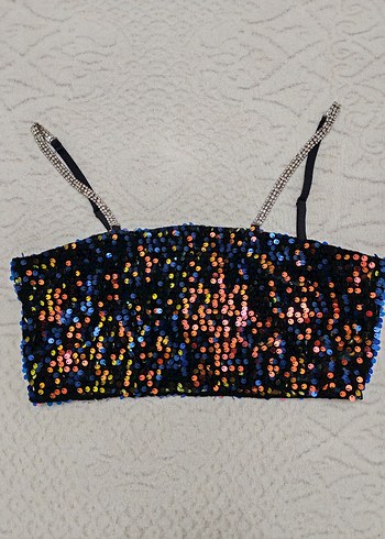 Voyeur Marka Payetli Taş Askılı Mini Büstiyer - Görsel 6