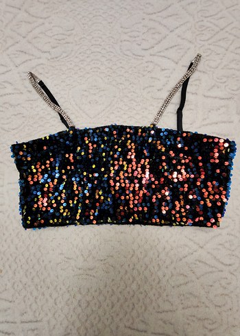 Voyeur Marka Payetli Taş Askılı Mini Büstiyer - Görsel 4