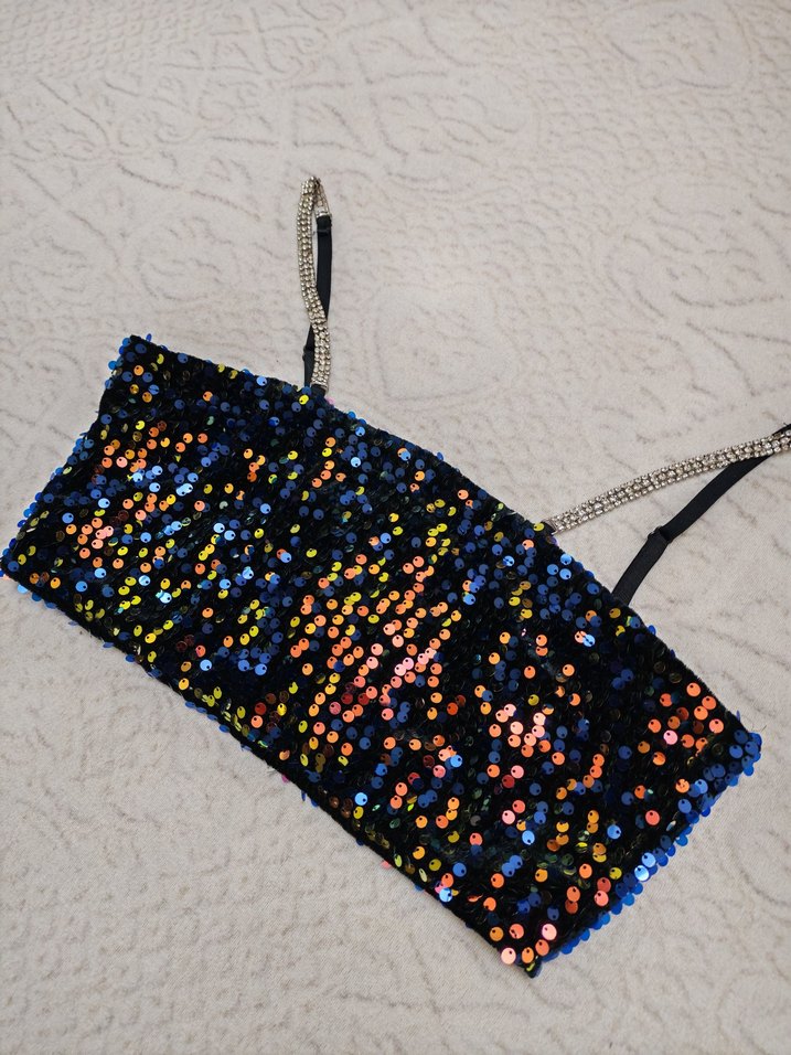 Voyeur Marka Payetli Taş Askılı Mini Büstiyer - Görsel 2