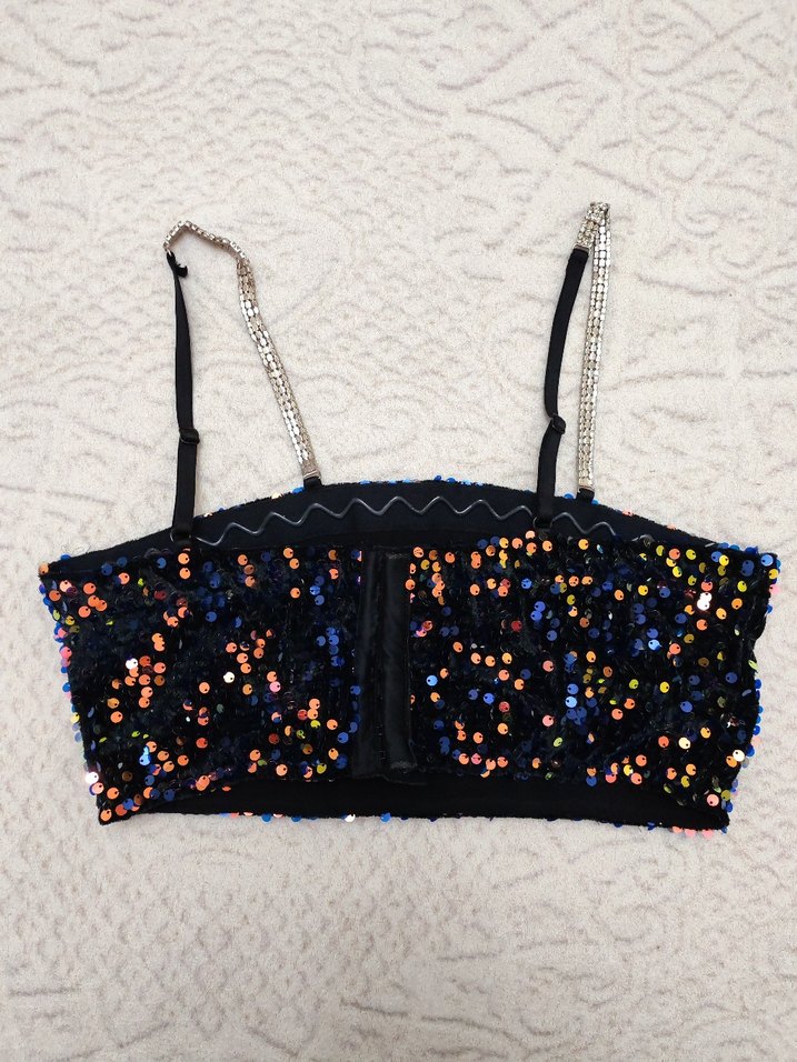 Voyeur Marka Payetli Taş Askılı Mini Büstiyer - Görsel 3