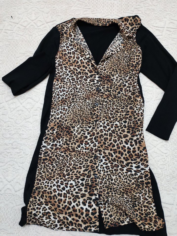 İpekyol Leopar Desenli V Yaka Uzun Kollu Elbisesi - Görsel 2