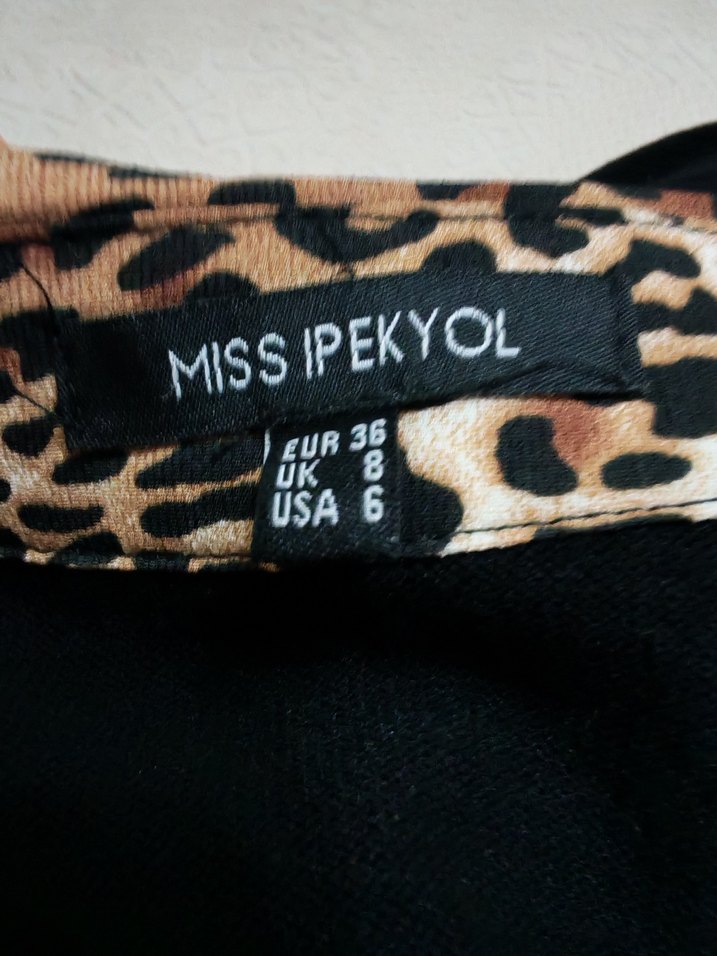 İpekyol Leopar Desenli V Yaka Uzun Kollu Elbisesi - Görsel 4