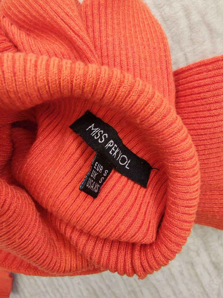 Turuncu Kadın Boğazlı İpekyol kazak - Görsel 5