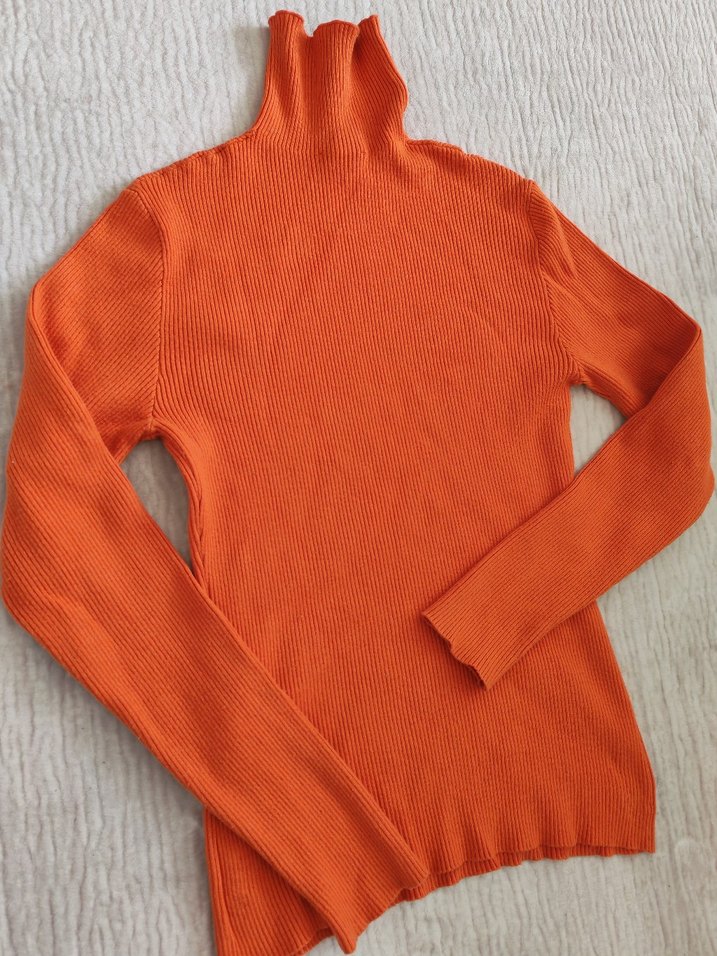 Turuncu Kadın Boğazlı İpekyol kazak - Görsel 4