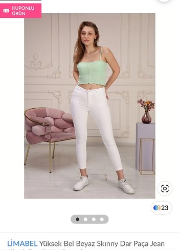 LİMABEL Yüksek Bel Beyaz Skinny Jean