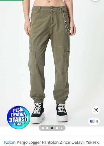 Zincir Detaylı Koton Kargo Jogger Pantolon - Görsel 4